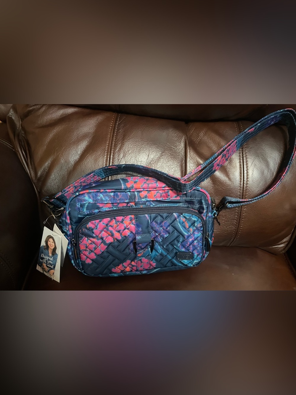 NWT! Lug Carousel - Hydrangea Navy Crossbody Bag w/Key Fob - RFID
